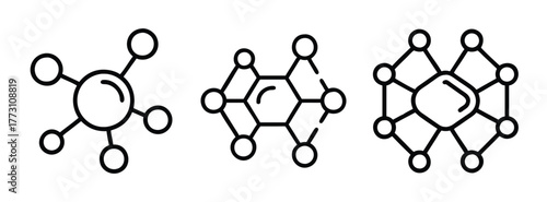 Illustration of molecular structures, science diagrams, chemical bonds and network connections