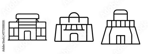 Illustration of three lighthouse structures vector drawing for travel and architecture designs and prints