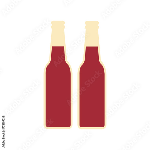 Two Bottles Vector Still Life Wine Red Drinks Illustration Food Digital Graphic Art Beverage Liquid Alcohol Refreshments