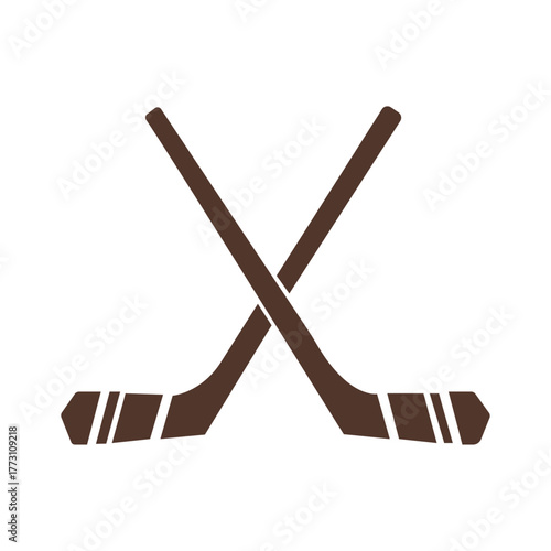 Crossed Hockey Sticks Brown Hockey Equipment Sports Icon Winter Game Sports Graphic Hockey Symbol Sticks Clipart Team