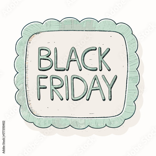Hand-drawn Black Friday sale sign with decorative border  