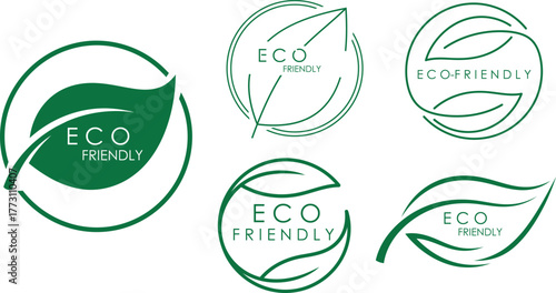 Eco Friendly Logo Collection Vector – Green Leaf Nature Symbols for Sustainability and Organic Design
