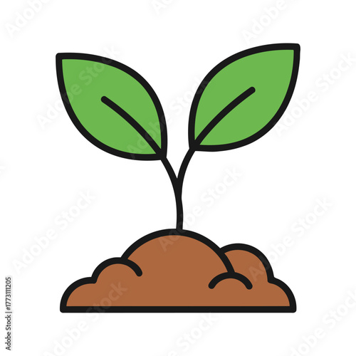 Green plant sprout icon growing from soil