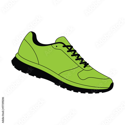 Green running shoe illustration isolated on white background