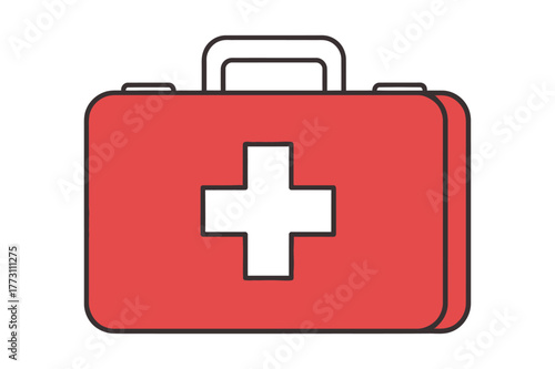 Red first aid kit icon with white cross medical symbol