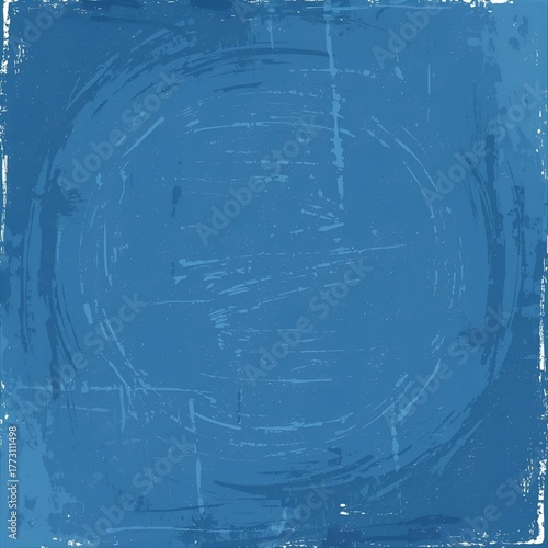 Grunge-style blue vector background featuring grainy hand-drawn brush strokes with spray paint texture — bold, wavy, and smooth lines create a distressed vintage art banner with rough