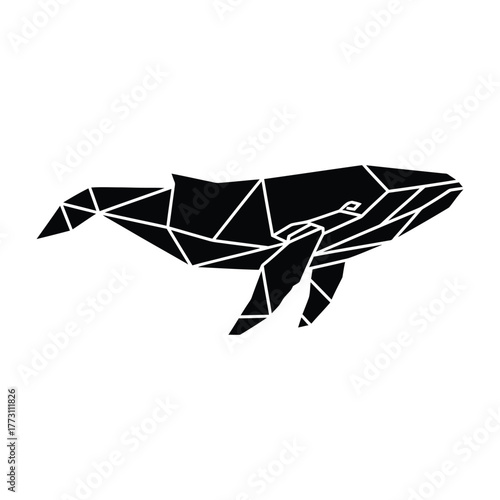 Geometric Low Poly Whale Silhouette Design