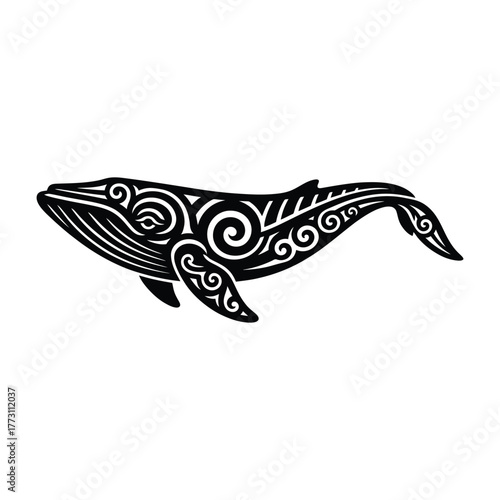 Tribal Polynesian Whale Silhouette Art