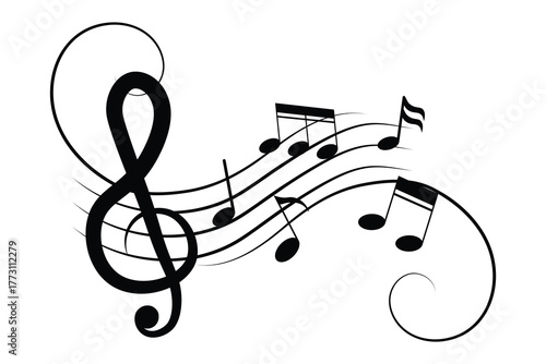Treble Clef and Musical Notes Illustration