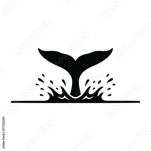 Whale Tail Slap Silhouette Vector