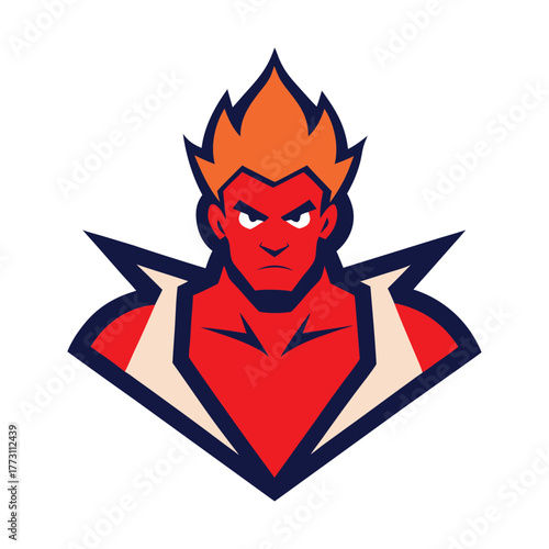 Powerful Red Warrior Mascot Logo Design Bold Esports Gaming Character Illustration