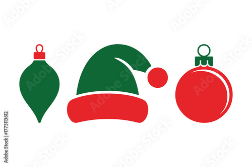 Christmas decorations festive hat and ornaments festive holiday symbols