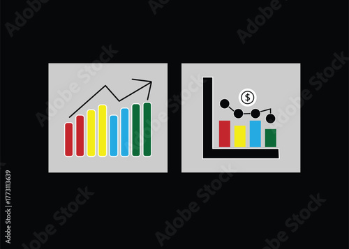 Stock Market Icon Set. Trend Arrow Upward Vector. Economic Growth Graph Symbol. Increase Profit Chart Sign