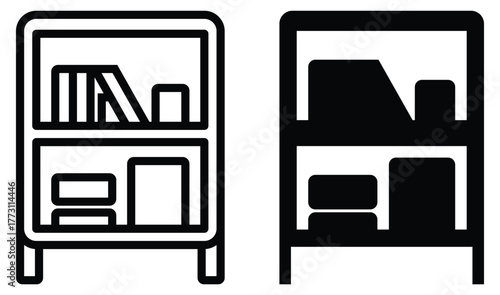 Line Art Style Bookcase Design with Minimalist Aesthetic and Simple Shapes