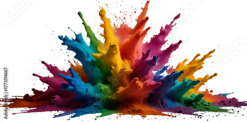 Vibrant Explosion of Colorful Powder Paint. A dynamic and colorful explosion of vibrant powder paint in various hues.
