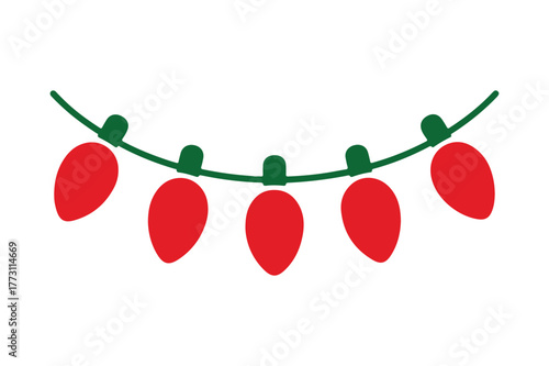 Simple red christmas lights garland decoration