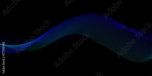 Abstract colorful blue wave and curve lines with technology background. Abstract frequency sound wave lines, Abstract wavy lines for science, technology, banner, business, template, flyer design.	