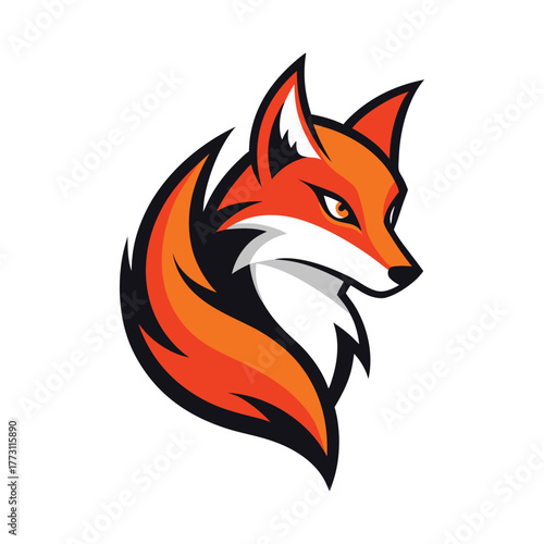 Stylish Fox Mascot Logo Design Modern Orange Fox Head Vector Illustration. eps