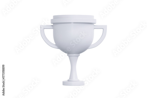 3D Silver Winner Trophy icon. Champion cup. 2nd place award in sports and football. Victory success concept. 3D Vector illustration