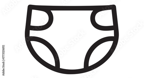 Outline of a baby diaper, isolated on transparent background