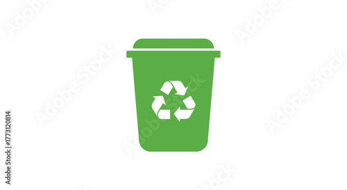 A green recycling bin icon with a white recycling symbol present