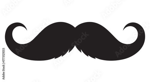 A classic black handlebar mustache, isolated on transparent background