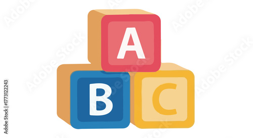 Three colorful alphabet blocks stacked together, isolated on transparent background