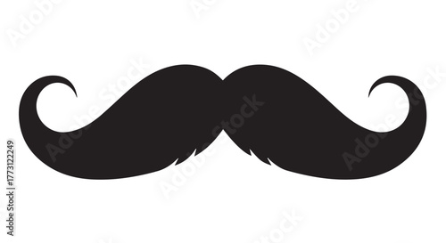 Black handlebar mustache illustration isolated on transparent background