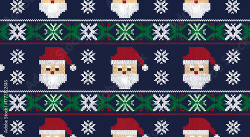 Festive Santa Claus and Snowflake Ugly Christmas Sweater Pattern