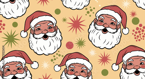 Festive Santa Claus Head Pattern for Christmas Celebrations and Holiday Designs