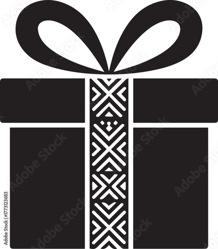 A wrapped Zawadi Gift box with African tribal ribbon pattern