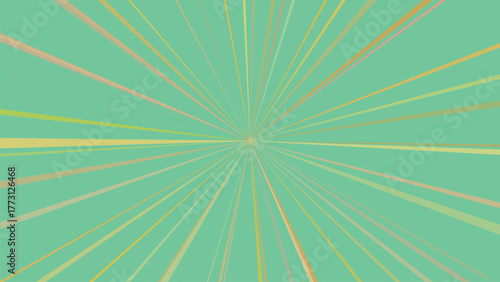 Abstract mint green background with radial light streaks