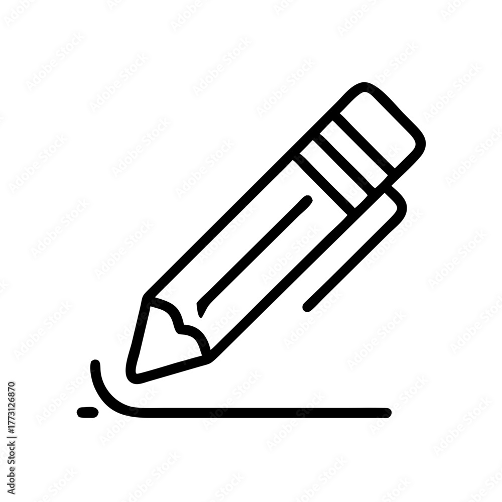 Fototapeta premium Icon of Simple pencil creating a line on white background graphic design