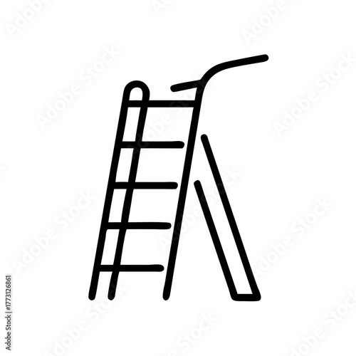 Simple outline of a swimming pool ladder in minimalist style  