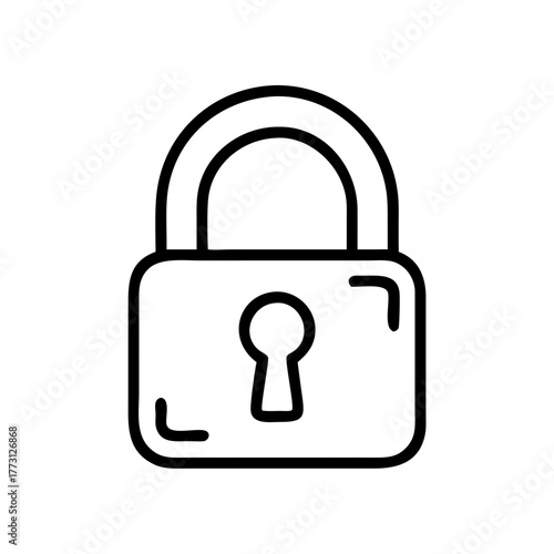 Simple padlock icon with keyhole in minimalistic line design  