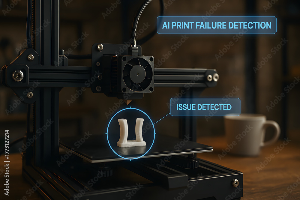 Fototapeta premium AI detects 3D print failures before completion