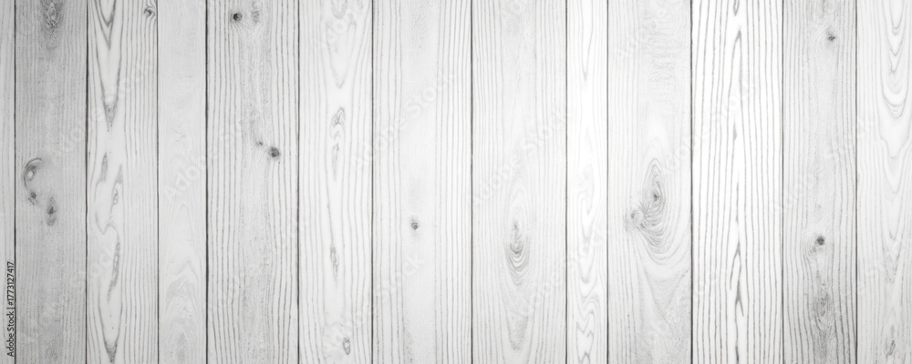 Obraz premium Whitewashed wooden planks with natural texture, realistic grain. Wooden surface with detailed knots, rings. Light grey wooden background with vertical boards. Rustic wooden texture for design,