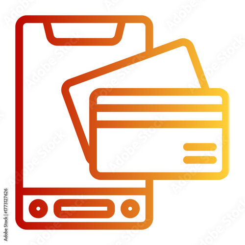 Mobile Transaction Card icon from the Personal Growth icon collection (Outline Gradient Style)
