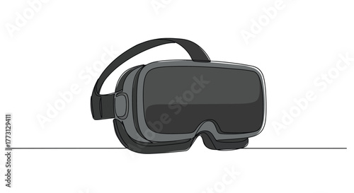Simple line drawing illustrating a modern virtual reality headset design