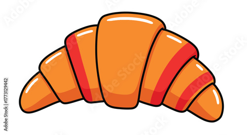 A delicious cartoon croissant with orange and red layers is displayed