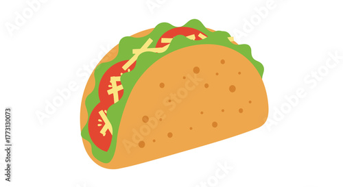 A colorful illustration of a traditional taco with fresh toppings