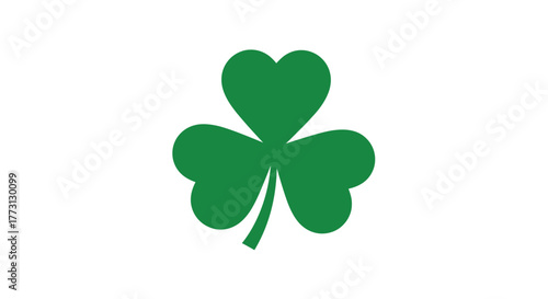 Simple illustration of a vibrant green four leaf clover on white background