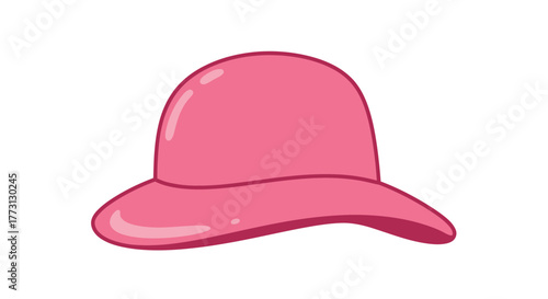 A simple illustration depicting a bright pink sun hat on a white background