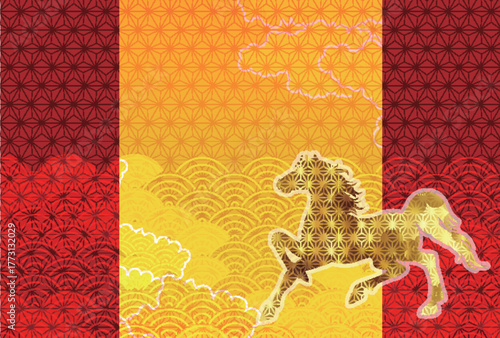 午　年賀状　干支　背景