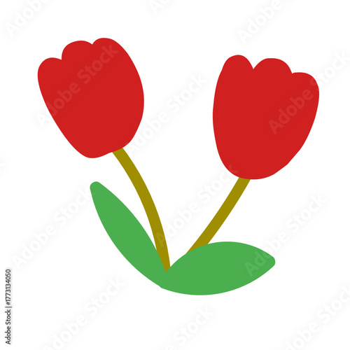 Red Tulip Flowers Vector Illustration – Minimal Botanical Art of Spring Blooming Tulips