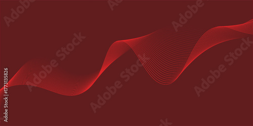 Modern vector red background with dynamic red waves, lines and particles with dark red.
