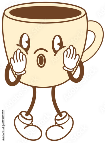 Cute Coffee Character Illustration Hand-drawn Cafe, Bakery Design for Branding