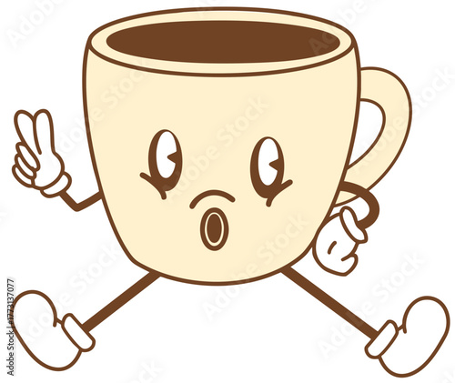 Cute Coffee Character Illustration Hand-drawn Cafe, Bakery Design for Branding