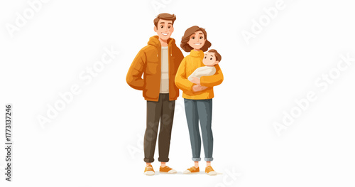 Famiglia felice con neonato in braccio, un momento di amore e tenerezza.