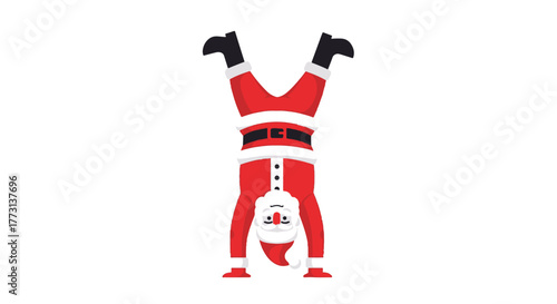 Funny Santa Claus Doing a Handstand A Whimsical Christmas Illustration